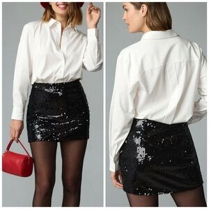 Anthropologie Mare Mare Buttondown Sequin Twofer Mini Dress